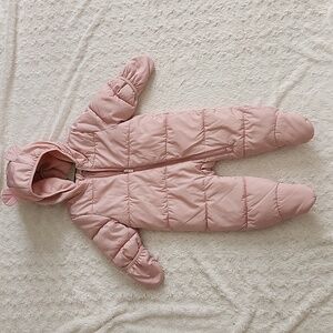 Old Navy Pink Hooded Kids Snowsuit Water-resistant, 6-12M